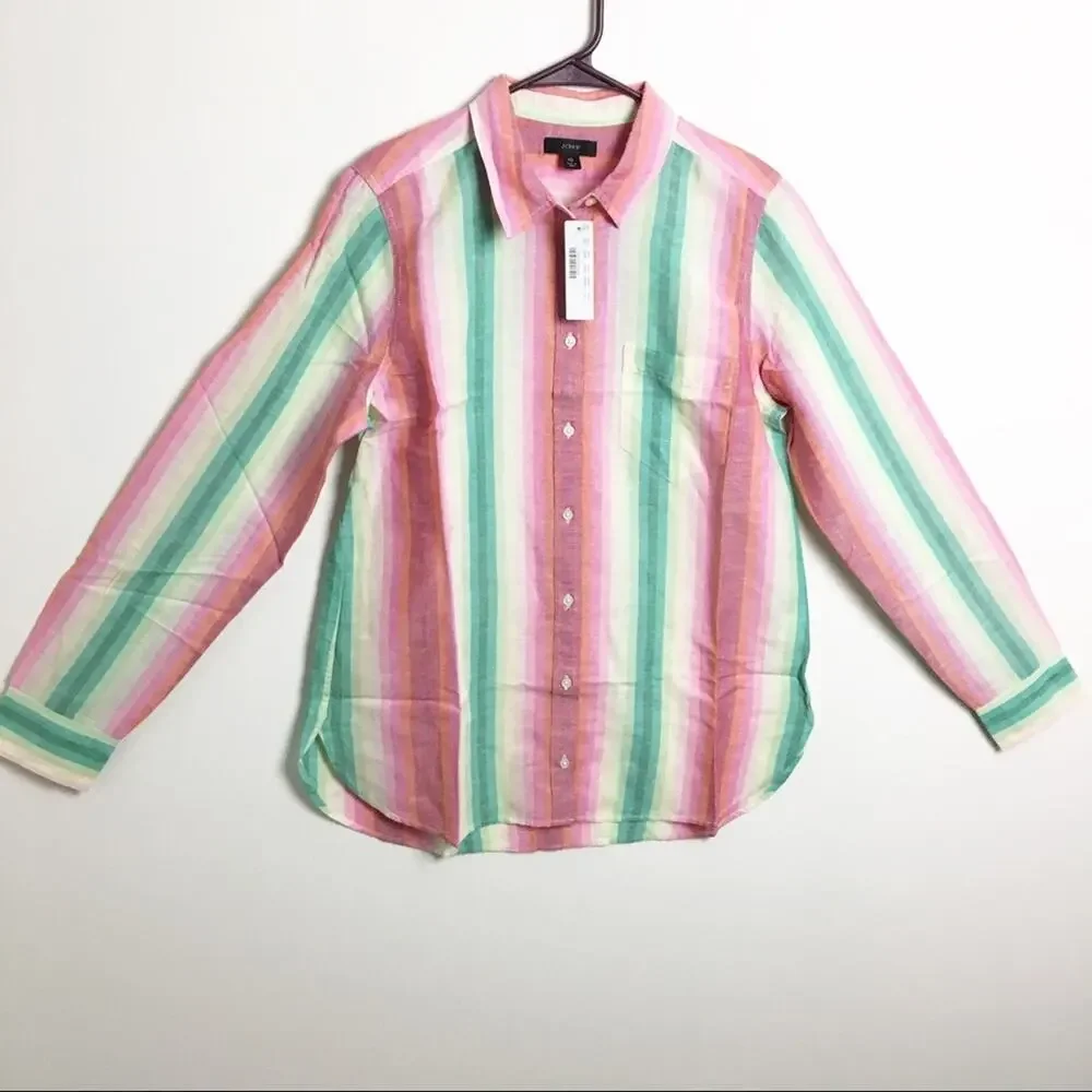 J.Crew Classic-fit boy shirt in rainbow stripe 10